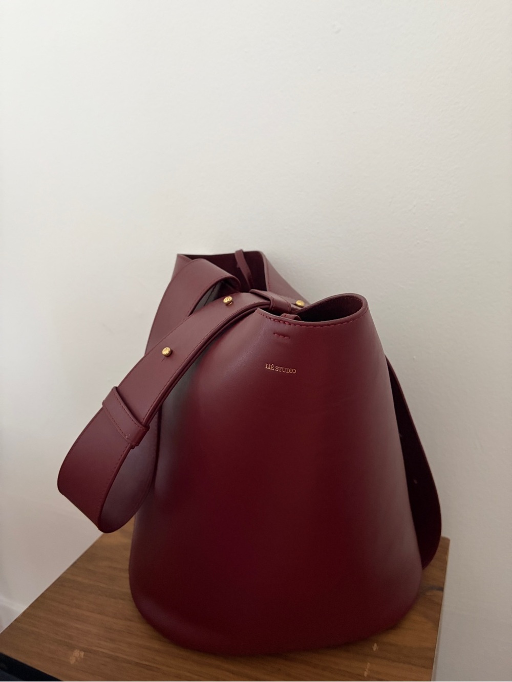 LIE STUDIO Norma Tote in Burgundy Leather - Picture 3 of 14